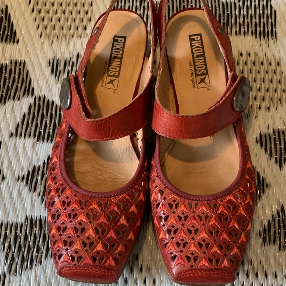 PIKOLINOS Shoes - Pikolinos Red Flats with Perforated Design